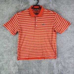 Mens Vesi Golf OSU Polo Shirt Orange with white Stripes Short sleeve Size M